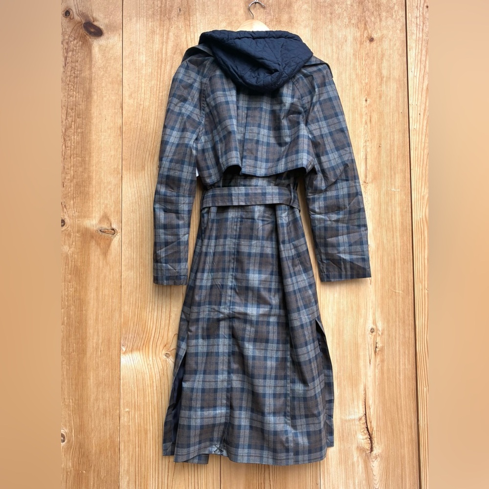 Avec Les Filles NWOT Plaid Trenchcoat Sz Large - Picture 11 of 11
